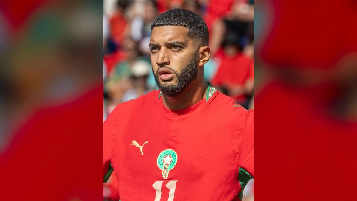 Ismael Saibari, autor do gol mais rápido da Copa, com a camisa da seleção do Marrocos